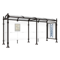 PROCITY WarteHalle Province, 1 Schaukasten 2000 doppelseitig mit 1 Seitenverkleidung, L 5000 mm.