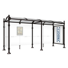 PROCITY WarteHalle Province, 1 Schaukasten 2000 doppelseitig mit 1 Seitenverkleidung, L 5000 mm.