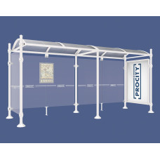 PROCITY WarteHalle Province, 1 Schaukasten 2000 doppelseitig mit 1 Seitenverkleidung, L 5000 mm.