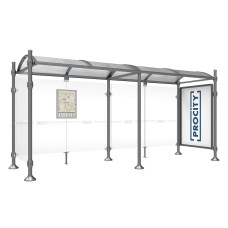 PROCITY WarteHalle Province, 1 Schaukasten 2000 doppelseitig mit 1 Seitenverkleidung, L 5000 mm.