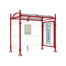 PROCITY WarteHalle Province, 1 SchauKasten 2000 DoppelSeitig mit 1 SeitenVerkleidung, L 2500 mm.