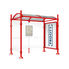 PROCITY WarteHalle Province, 1 SchauKasten 2000 DoppelSeitig mit 1 SeitenVerkleidung, L 2500 mm.