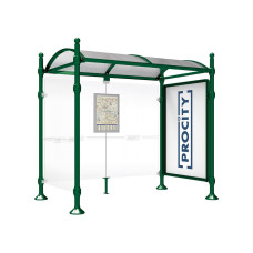 PROCITY WarteHalle Province, 1 SchauKasten 2000 DoppelSeitig mit 1 SeitenVerkleidung, L 2500 mm.