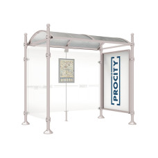 PROCITY WarteHalle Province, 1 SchauKasten 2000 DoppelSeitig mit 1 SeitenVerkleidung, L 2500 mm.