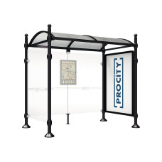 PROCITY WarteHalle Province, 1 SchauKasten 2000 DoppelSeitig mit 1 SeitenVerkleidung, L 2500 mm.