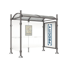PROCITY WarteHalle Province, 1 SchauKasten 2000 DoppelSeitig mit 1 SeitenVerkleidung, L 2500 mm.