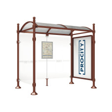 PROCITY WarteHalle Province, 1 SchauKasten 2000 DoppelSeitig mit 1 SeitenVerkleidung, L 2500 mm.