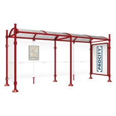 PROCITY WarteHalle Province, 1 Schaukasten 2000 doppelseitig mit 1 Seitenverkleidung, L 5000 mm.