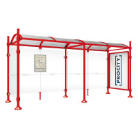 PROCITY WarteHalle Province, 1 Schaukasten 2000 doppelseitig mit 1 Seitenverkleidung, L 5000 mm.