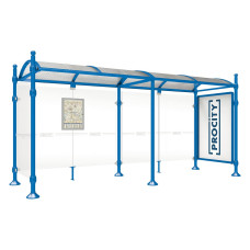 PROCITY WarteHalle Province, 1 Schaukasten 2000 doppelseitig mit 1 Seitenverkleidung, L 5000 mm.