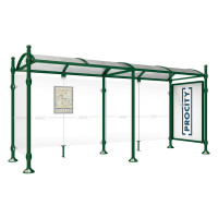 PROCITY WarteHalle Province, 1 Schaukasten 2000 doppelseitig mit 1 Seitenverkleidung, L 5000 mm.