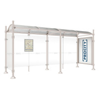 PROCITY WarteHalle Province, 1 Schaukasten 2000 doppelseitig mit 1 Seitenverkleidung, L 5000 mm.