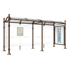 PROCITY WarteHalle Province, 1 Schaukasten 2000 doppelseitig mit 1 Seitenverkleidung, L 5000 mm.