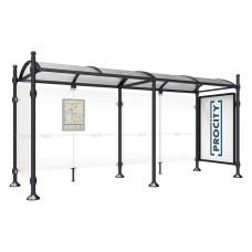 PROCITY WarteHalle Province, 1 Schaukasten 2000 doppelseitig mit 1 Seitenverkleidung, L 5000 mm.