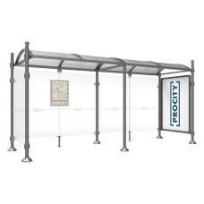 PROCITY WarteHalle Province, 1 Schaukasten 2000 doppelseitig mit 1 Seitenverkleidung, L 5000 mm.