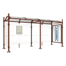 PROCITY WarteHalle Province, 1 Schaukasten 2000 doppelseitig mit 1 Seitenverkleidung, L 5000 mm.