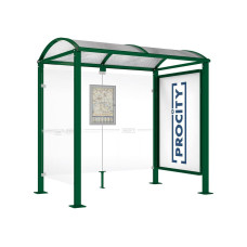 Procity Waiting Hall Square Tube, 1 Showcase 2000 Double-Sided with 1 Side Panel, L 2500 mm.