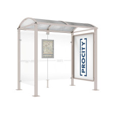 Procity Waiting Hall Square Tube, 1 Showcase 2000 Double-Sided with 1 Side Panel, L 2500 mm.