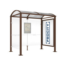 Procity Waiting Hall Square Tube, 1 Showcase 2000 Double-Sided with 1 Side Panel, L 2500 mm.
