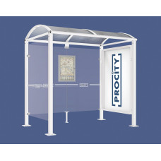 Procity Waiting Hall Square Tube, 1 Showcase 2000 Double-Sided with 1 Side Panel, L 2500 mm.