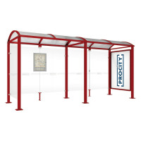 Procity Waiting Hall Square Tube, 1 Showcase 2000 Double-Sided with 1 Side Panel, L 5000 mm.