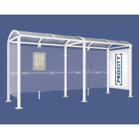 Procity Waiting Hall Square Tube, 1 Showcase 2000 Double-Sided with 1 Side Panel, L 5000 mm.