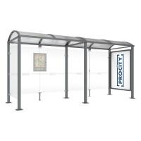 Procity Waiting Hall Square Tube, 1 Showcase 2000 Double-Sided with 1 Side Panel, L 5000 mm.