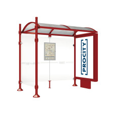 PROCITY Wartehalle Province, 1 Leuchtkasten auf Mittelfuß & 1 Seitenverkleidung, L 2500 mm.