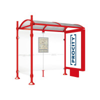 PROCITY Wartehalle Province, 1 Leuchtkasten auf Mittelfuß & 1 Seitenverkleidung, L 2500 mm.