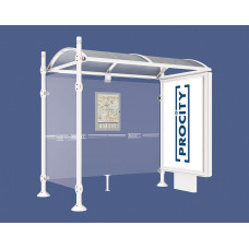PROCITY Wartehalle Province, 1 Leuchtkasten auf Mittelfuß & 1 Seitenverkleidung, L 2500 mm.