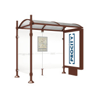 PROCITY Wartehalle Province, 1 Leuchtkasten auf Mittelfuß & 1 Seitenverkleidung, L 2500 mm.