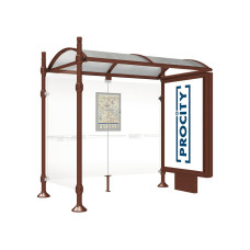 PROCITY Wartehalle Province, 1 Leuchtkasten auf Mittelfuß & 1 Seitenverkleidung, L 2500 mm.