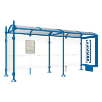 ProCity Wartehalle Province, 1 Leuchtkasten auf Mittelfuß & 1 Seitenverkleidung, L 5000 mm.