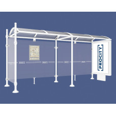 ProCity Wartehalle Province, 1 Leuchtkasten auf Mittelfuß & 1 Seitenverkleidung, L 5000 mm.