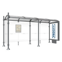 ProCity Wartehalle Province, 1 Leuchtkasten auf Mittelfuß & 1 Seitenverkleidung, L 5000 mm.