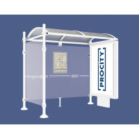 PROCITY Wartehalle Province, 1 Leuchtkasten auf Mittelfuß & 1 Seitenverkleidung, L 2500 mm.