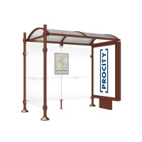PROCITY Wartehalle Province, 1 Leuchtkasten auf Mittelfuß & 1 Seitenverkleidung, L 2500 mm.
