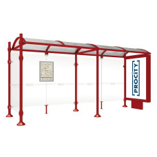 ProCity Wartehalle Province, 1 Leuchtkasten auf Mittelfuß & 1 Seitenverkleidung, L 5000 mm.