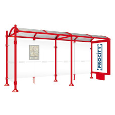 ProCity Wartehalle Province, 1 Leuchtkasten auf Mittelfuß & 1 Seitenverkleidung, L 5000 mm.