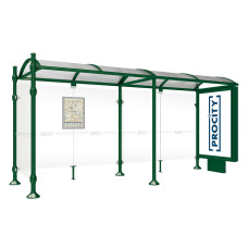 ProCity Wartehalle Province, 1 Leuchtkasten auf Mittelfuß & 1 Seitenverkleidung, L 5000 mm.
