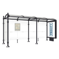 ProCity Wartehalle Province, 1 Leuchtkasten auf Mittelfuß & 1 Seitenverkleidung, L 5000 mm.