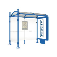 PROCITY Wartehalle Province, 1 Leuchtkasten auf Mittelfuß & 1 Seitenverkleidung, L 2500 mm.