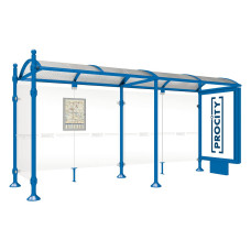 ProCity Wartehalle Province, 1 Leuchtkasten auf Mittelfuß & 1 Seitenverkleidung, L 5000 mm.