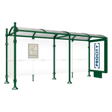 ProCity Wartehalle Province, 1 Leuchtkasten auf Mittelfuß & 1 Seitenverkleidung, L 5000 mm.