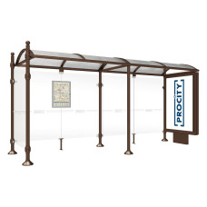 ProCity Wartehalle Province, 1 Leuchtkasten auf Mittelfuß & 1 Seitenverkleidung, L 5000 mm.