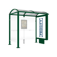 PROCITY WarteHalle Vierkantrohr- 1 Leuchtkasten auf Mittelfuß & 1 Seitenverkleidung, L 2500 mm.