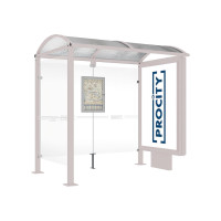 Procity Waiting Hall Square Tube- 1 Lightbox on Pedestal & 1 Side Panel, L 2500 mm.