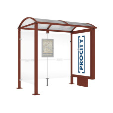 PROCITY WarteHalle Vierkantrohr- 1 Leuchtkasten auf Mittelfuß & 1 Seitenverkleidung, L 2500 mm.