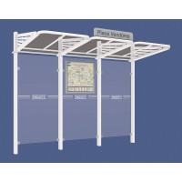 PROCITY Wartehalle CONVI - Standard O Seitenverkl, Rückwand aus Securit-Glas, L 3107 mm.