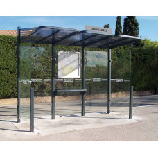 Procity Wartehalle CONVI - Standard, 2 Seitenverkleidung, L 3107 mm.